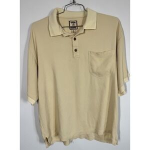 Tommy Bahama Butter Yellow Washable Silk Waffle Knit Polo Shirt Men's XL Cruise